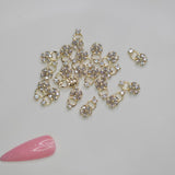 Sparkling Zircon Gold Flower Ring Charm for Nail Art 2pc