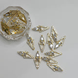 Sparkling Zircon Gold Linked Triangle Charm for Nail Art 2pc