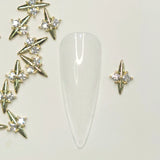 Sparkling Zircon Gold Star Charm for Nail Art 2pc