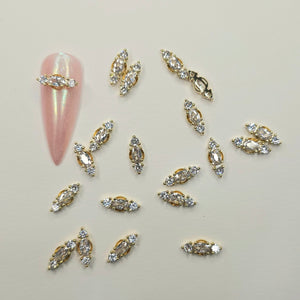 Sparkling Zircon Gold Charm for Nail Art 2pc