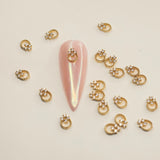 Sparkling Zircon Gold Ring Charm for Nail Art 2pc