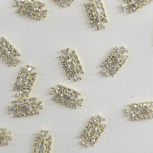 Sparkling Zircon Gold Crest Charm for Nail Art 2pc