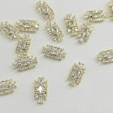 Sparkling Zircon Gold Crest Charm for Nail Art 2pc
