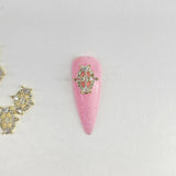 Sparkling Zircon Gold Shield Charm for Nail Art 2pc