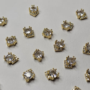 Sparkling Zircon Gold Stud Charm for Nail Art 2pc