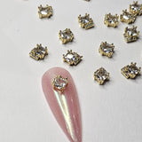 Sparkling Zircon Gold Stud Charm for Nail Art 2pc