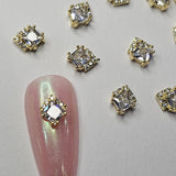 Sparkling Zircon Gold Stud Charm for Nail Art 2pc