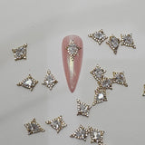 Sparkling Zircon Gold Diamond Shield Charm for Nail Art 2pc