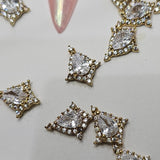 Sparkling Zircon Gold Diamond Shield Charm for Nail Art 2pc