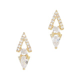 Sparkling Zircon Gold Linked Triangle Charm for Nail Art 2pc
