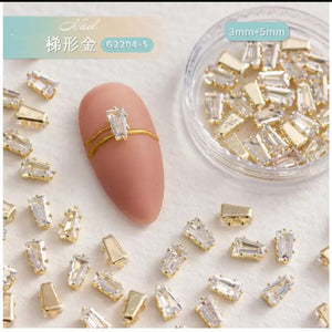 Sparkling Zircon Gold Charm for Nail Art 10pc