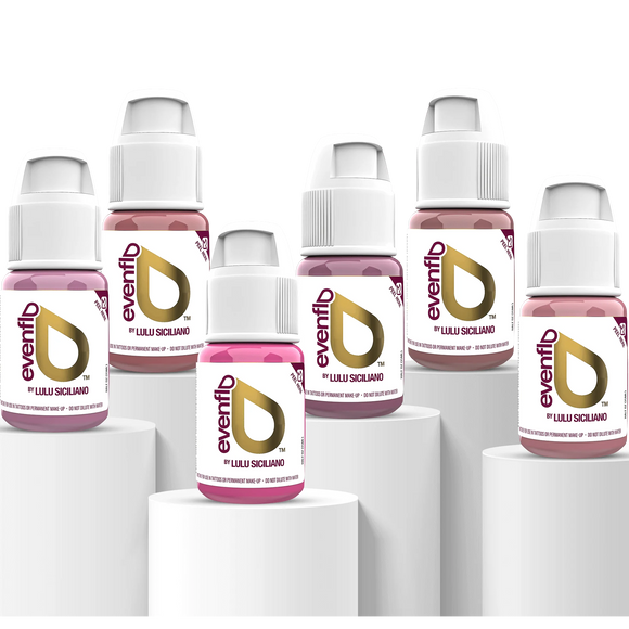 Perma Blend Luxe Evenflo PMU Ink - True Lips Set - Complete Set of 6 x 15ml