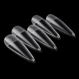 ALEO Soft Gel Nail Extension Full Cover Tips - Medium Stiletto, Pack of 500, Half Clear